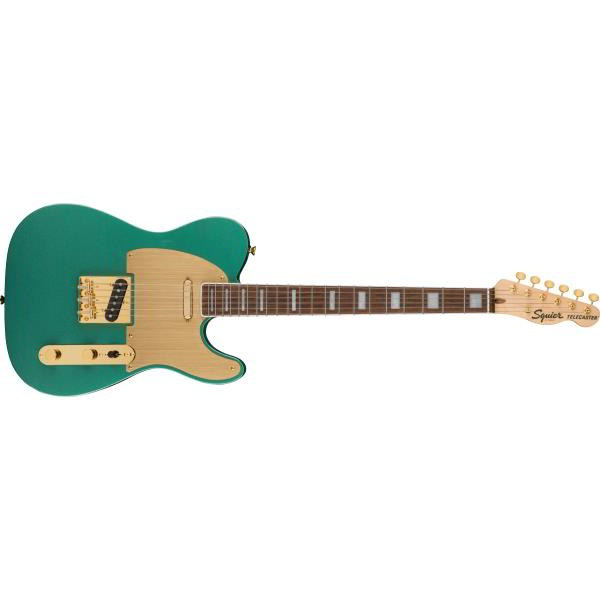 Squier-テレキャスター40th Anniversary Telecaster®, Gold Edition, Laurel Fingerboard, Gold Anodized Pickguard, Sherwood Green Metallic
