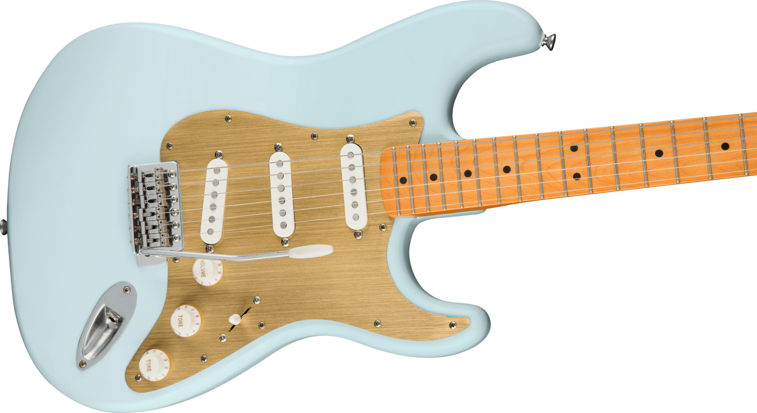 40th Anniversary Stratocaster®, Vintage Edition, Maple Fingerboard, Gold Anodized Pickguard, Satin Sonic Blue追加画像