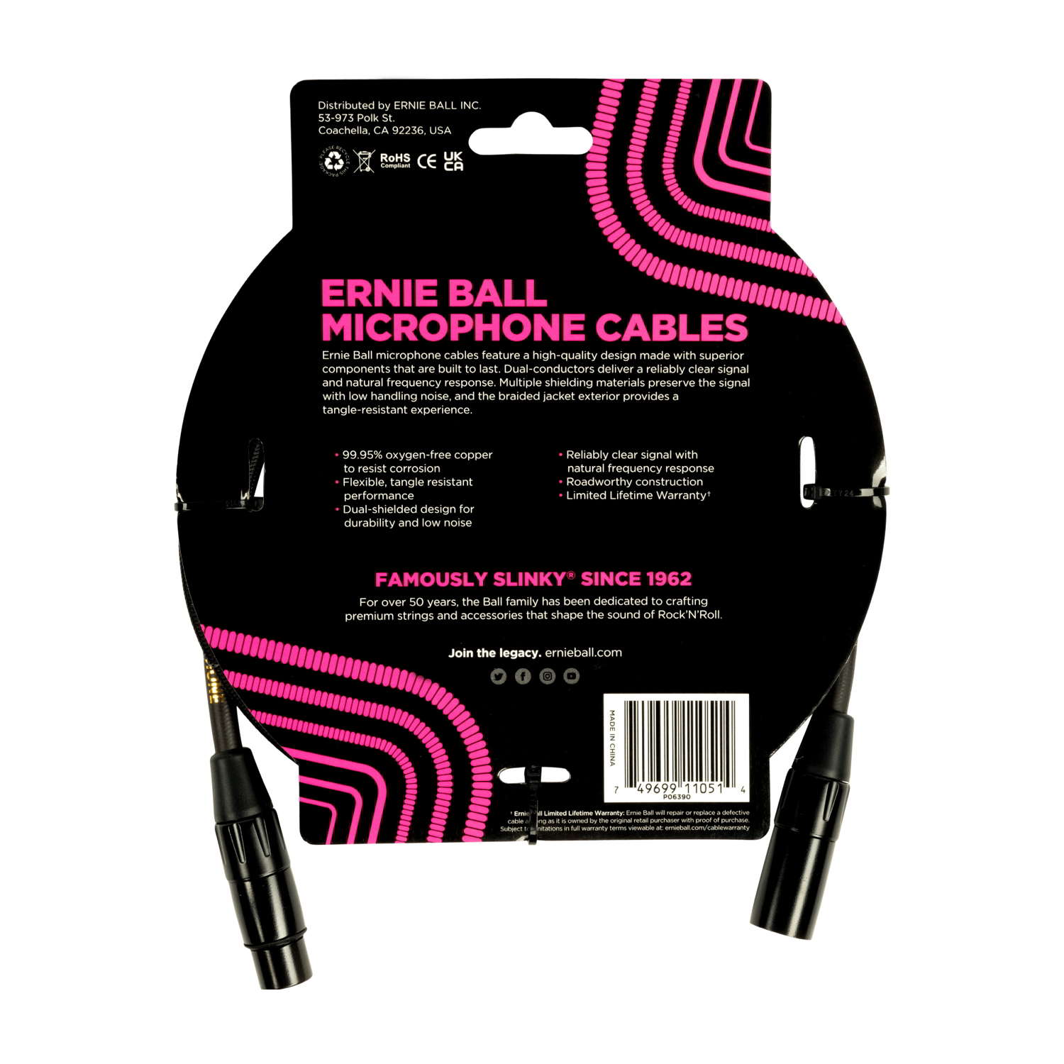 15' Braided Male / Female XLR Microphone Cable Black背面画像