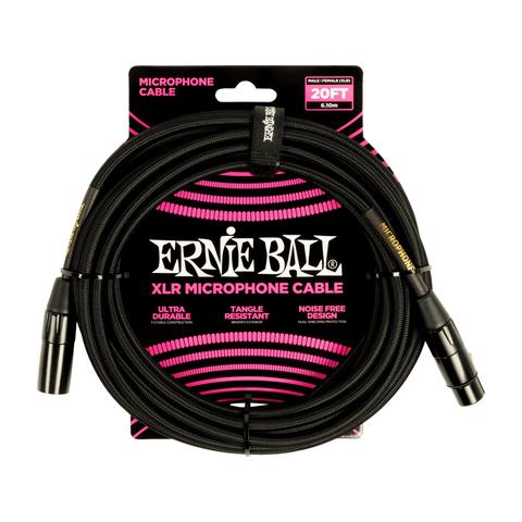 ERNIE BALL-マイクケーブル20' Braided Male / Female XLR Microphone Cable Black