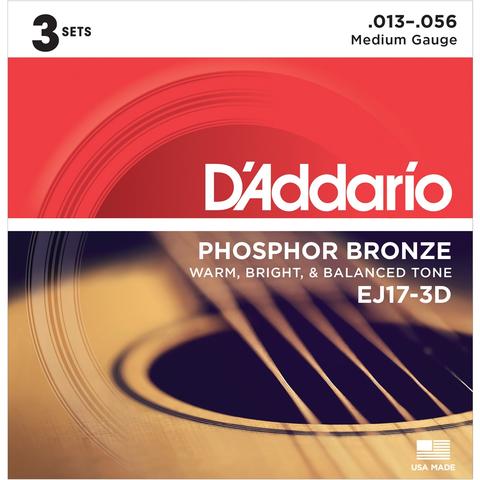D'Addario-アコースティックギター弦3パックセットEJ17-3D Medium 13-56