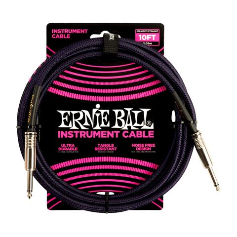 ERNIE BALL-楽器用組み上げケーブル10' Braided Straight / Straight Instrument Cable Purple Black