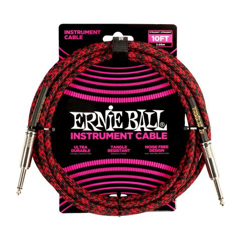 ERNIE BALL-楽器用組み上げケーブル10' Braided Straight / Straight Instrument Cable Red Black