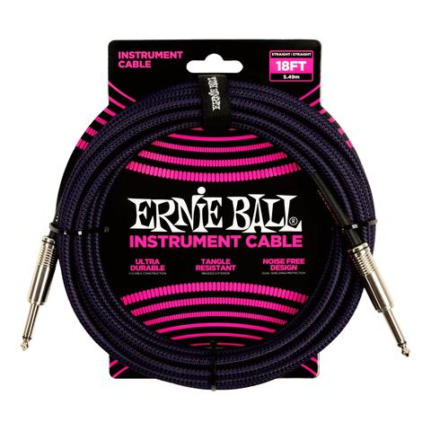 ERNIE BALL-楽器用組み上げケーブル18' Braided Straight / Straight Instrument Cable Purple Black
