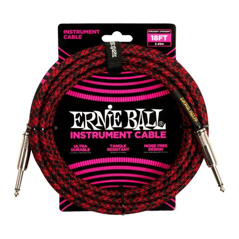 ERNIE BALL-楽器用組み上げケーブル18' Braided Straight / Straight Instrument Cable Red Black