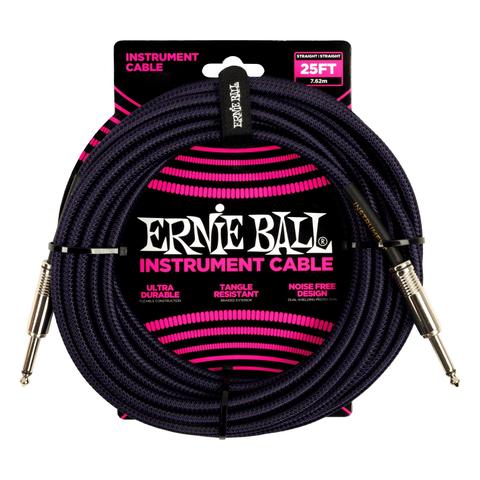 ERNIE BALL-楽器用組み上げケーブル25' Braided Straight / Straight Instrument Cable Purple Black