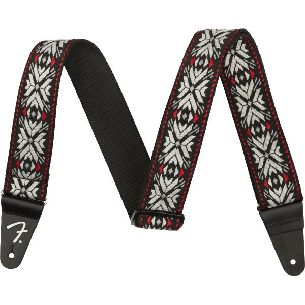 Fender-ストラップPasadena Woven Strap, Red Snowflake, 2"