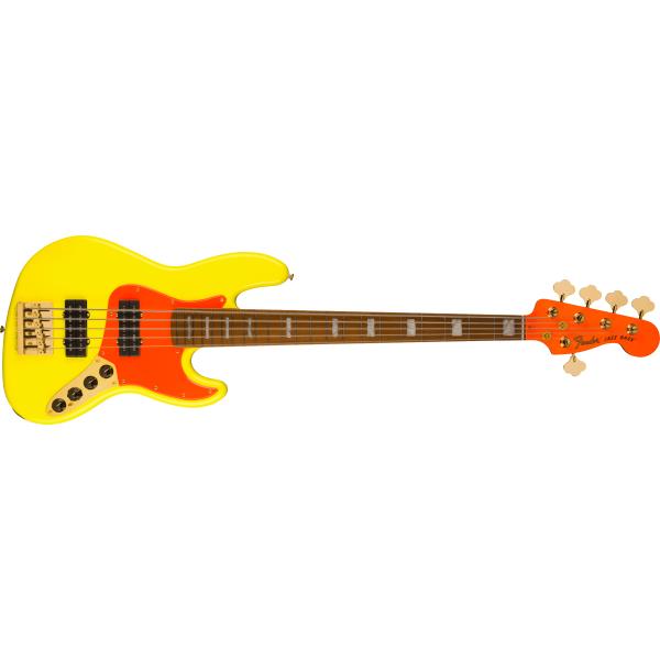Fender-ジャズベースMonoNeon Jazz Bass® V, Maple Fingerboard, Neon Yellow
