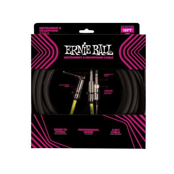 ERNIE BALL-楽器&ヘッドフォンケーブル18' Instrument and Headphone Cable