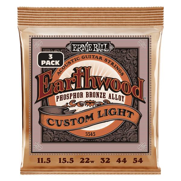 ERNIE BALL-アコースティックギター弦3パックセット3545 Earthwood Custom Light Phosphor 3P 11.5-54