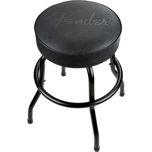 Fender-Fender™ Embossed Black Logo Barstool, Black/Black, 24"
