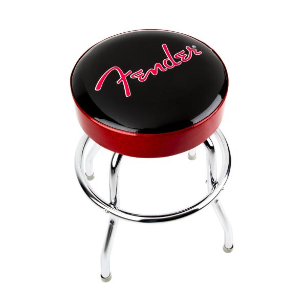 Fender-Fender™ Red Sparkle Logo Barstool, Black/Red Sparkle, 24"