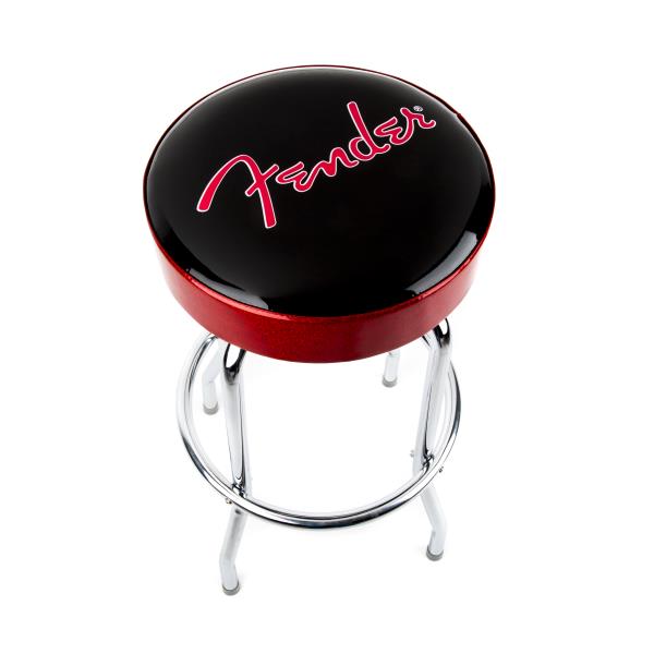 Fender-Fender™ Red Sparkle Logo Barstool, Black/Red Sparkle 30"