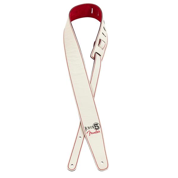 Fender-ストラップJohn 5 Leather Strap, White and Red